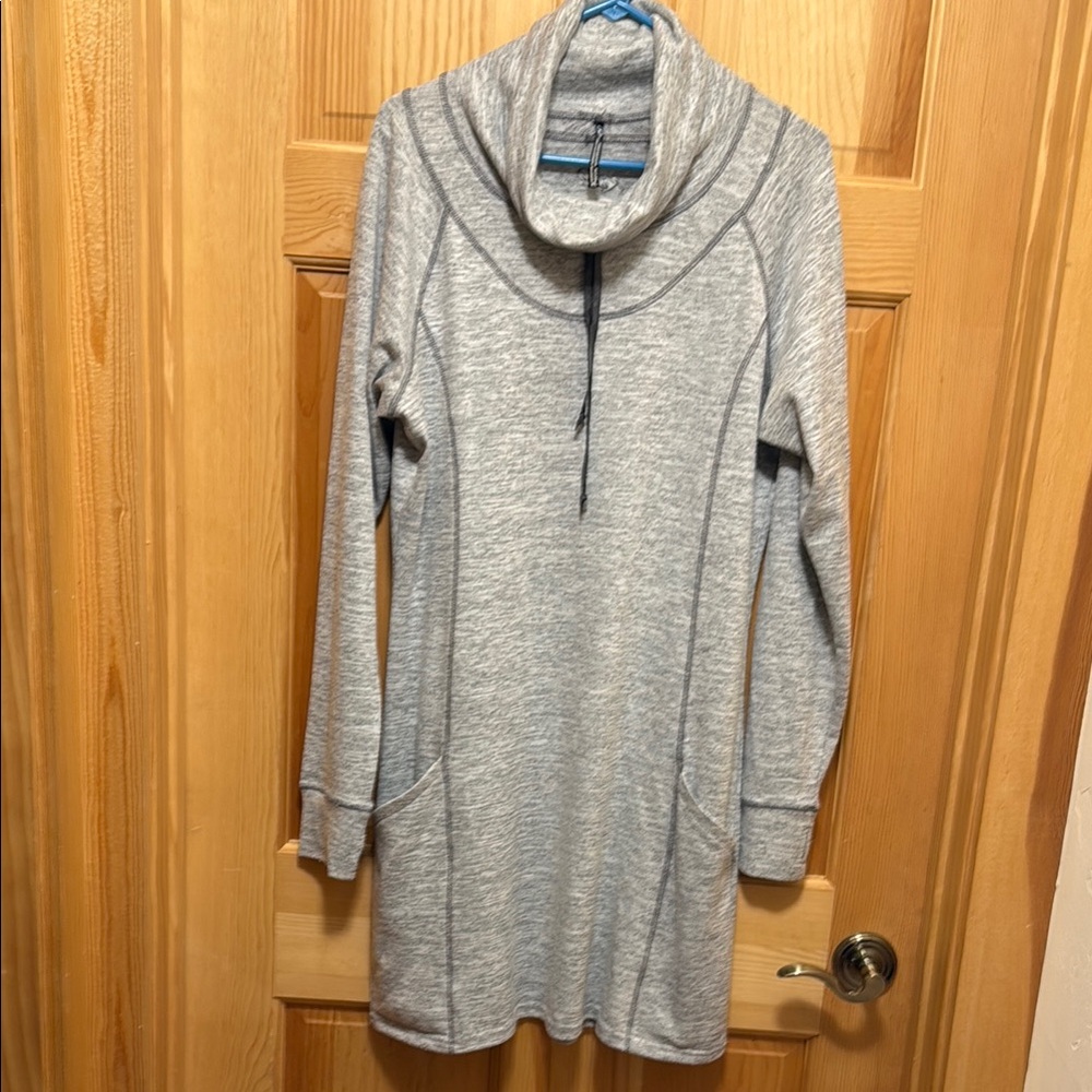 Cozy Grey Cowl Neck Sweater Dress